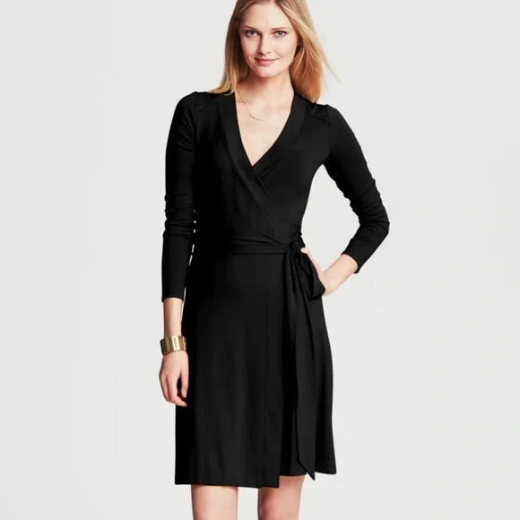 Dresses Banana Republic Black Longsleeve Wrap Dress Poshmark